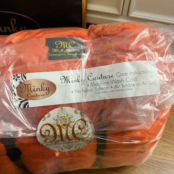 Minky Couture Hugs Orange Marmalade Cozy Blanket Throw - Picture 3 of 7